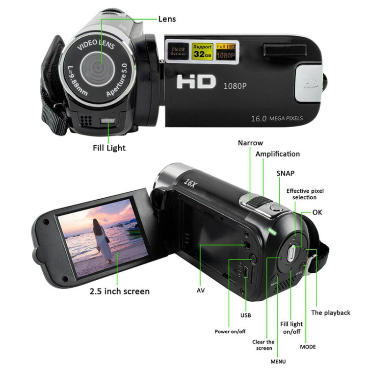 16X Digital Zoom HD 16 Million Pixel Home Travel DV Camera, EU Plug, EU Plug 16X Digital Zoom HD 16 Million Pixel Home Travel DV Camera, EU Plug, EU Plug